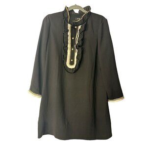 - Me+Em Black and Light Cream Ruffle Embellishment 3/4 Sleeve Knee Length …